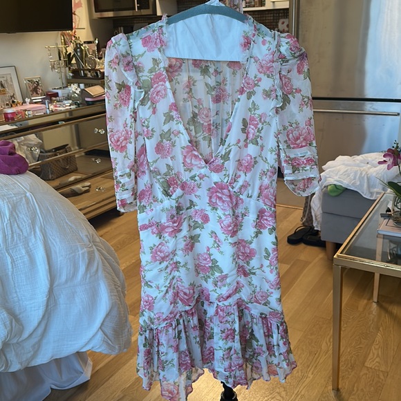 LoveShackFancy Arlo Mini Dress Rose print. Size 8. - Picture 2 of 13
